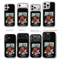 Demon oni mask on skull awaken Chris Brown Phone Case Black Electroplated Silver For Iphone 11 To 17