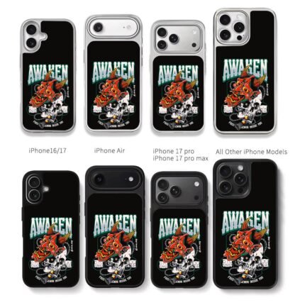Demon oni mask on skull awaken Chris Brown Phone Case Black Electroplated Silver For Iphone 11 To 17