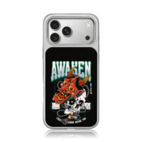 Demon oni mask on skull awaken iPhone 17 Pro Max Electroplated Silver Case1