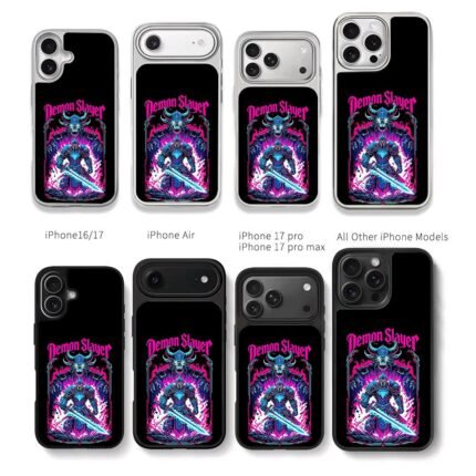 Demon Slayer neon knight demon Chris Brown Phone Case Black Electroplated Silver For Iphone 11 To 17