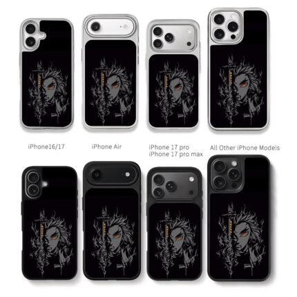 Demon Slayer Rengoku Flame Art Chris Brown Phone Case Black Electroplated Silver For Iphone 11 To 17