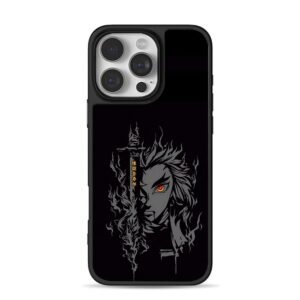 Demon Slayer Rengoku Flame Art Phone Case for iPhone 11-17 & Samsung Galaxy S24-S26