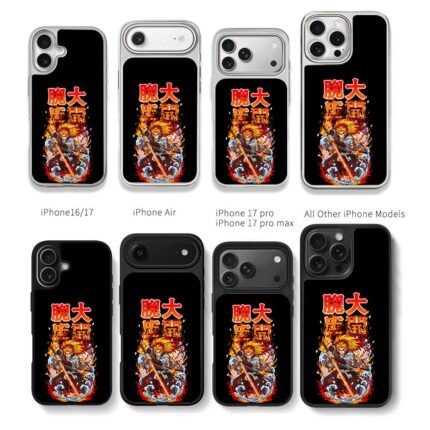 Demon Slayer Rengoku flame katana Chris Brown Phone Case Black Electroplated Silver For Iphone 11 To 17