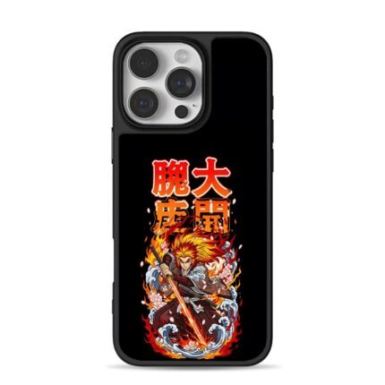 Demon Slayer Rengoku flame katana iPhone 16 Pro Max Black Case