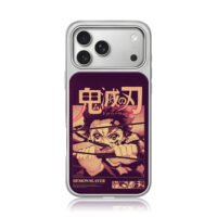 Demon Slayer Tanjiro anime art iPhone 17 Pro Max Electroplated Silver Case1