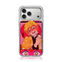 DemonSlayerZenitsuValentineArt iPhone 17 Pro Max Electroplated Silver Case1