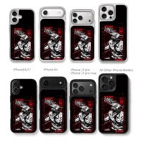 Denji Chainsaw Man red black Chris Brown Phone Case Black Electroplated Silver For Iphone 11 To 17