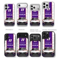 Denny Hamlin 11 FedEx race car Chris Brown Phone Case Black Electroplated Silver For Iphone 11 To 17