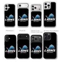 Detroit Lions blue lion logo Chris Brown Phone Case Black Electroplated Silver For Iphone 11 To 17