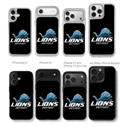 Detroit Lions blue lion logo Chris Brown Phone Case Black Electroplated Silver For Iphone 11 To 17