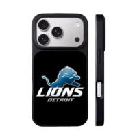Detroit Lions blue lion logo iPhone 17 Pro Max Black Case