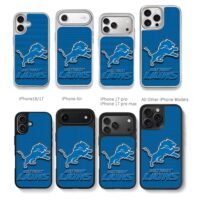 Detroit Lions blue lion text Chris Brown Phone Case Black Electroplated Silver For Iphone 11 To 17