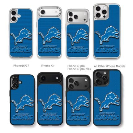 Detroit Lions blue lion text Chris Brown Phone Case Black Electroplated Silver For Iphone 11 To 17