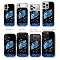 Detroit Lions torn lion logo Chris Brown Phone Case Black Electroplated Silver For Iphone 11 To 17