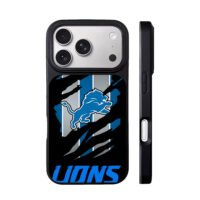 Detroit Lions torn lion logo iPhone 17 Pro Max Black Case