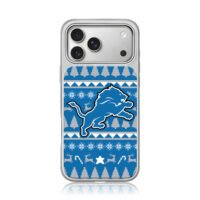 Detroit Lions Xmas lion pattern iPhone 17 Pro Max Electroplated Silver Case1