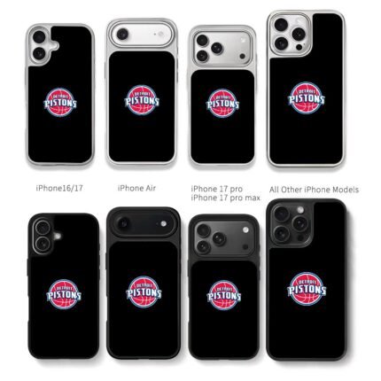 Detroit Pistons NBA team logo Chris Brown Phone Case Black Electroplated Silver For Iphone 11 To 17