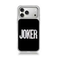 Distressed JOKER text on black iPhone 17 Pro Max Electroplated Silver Case1
