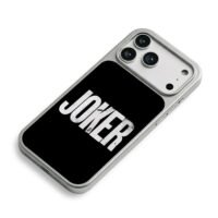Distressed JOKER text on black iPhone 17 Pro Max Electroplated Silver Case2