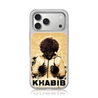Distressed Khabib art with his name iPhone 17 Pro Max Electroplated Silver Case1