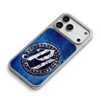 Distressed PJ blue galaxy seal iPhone 17 Pro Max Electroplated Silver Case2