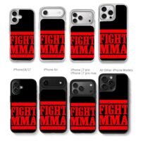 Distressed red FIGHT MMA text on black background Chris Brown Phone Case Black Electroplated Silver For Iphone 11 To 17