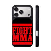 Distressed red FIGHT MMA text on black background iPhone 17 Pro Max Black Case