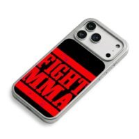 Distressed red FIGHT MMA text on black background iPhone 17 Pro Max Electroplated Silver Case2