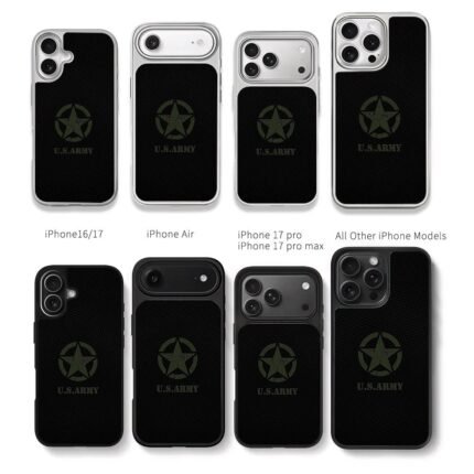 Distressed US Army star logo Chris Brown Phone Case Black Electroplated Silver For Iphone 11 To 17