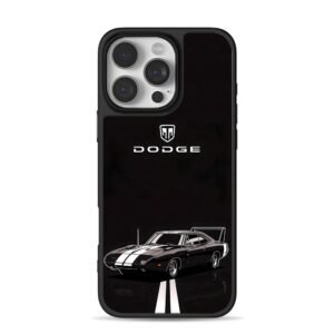Dodge black striped muscle car iPhone 16 Pro Max Black Case