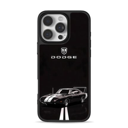 Dodge black striped muscle car iPhone 16 Pro Max Black Case