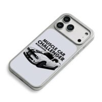Dodge Challenger black stripes iPhone 17 Pro Max Electroplated Silver Case2