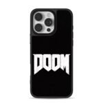 DOOM distressed white black Phone Case for iPhone 11-17 & Samsung Galaxy S24-S26