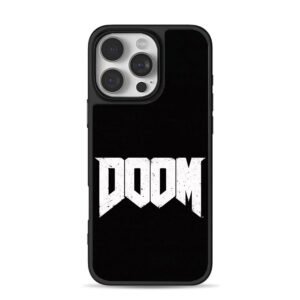 DOOM distressed white black Phone Case for iPhone 11-17 & Samsung Galaxy S24-S26