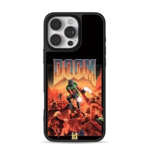 Doom marine fights hell demons iPhone 16 Pro Max Black Case