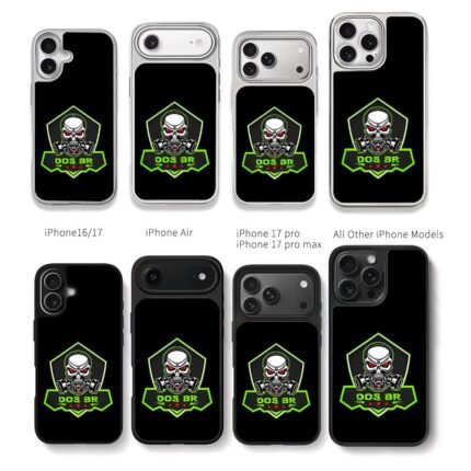 DOS BR gas mask skull badge Chris Brown Phone Case Black Electroplated Silver For Iphone 11 To 17
