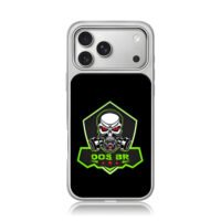 DOS BR gas mask skull badge iPhone 17 Pro Max Electroplated Silver Case1