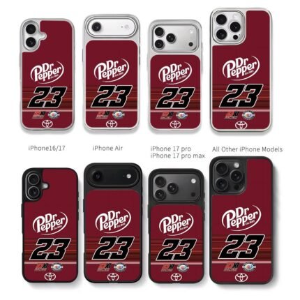 Dr Pepper 23XI NASCAR Toyota Chris Brown Phone Case Black Electroplated Silver For Iphone 11 To 17