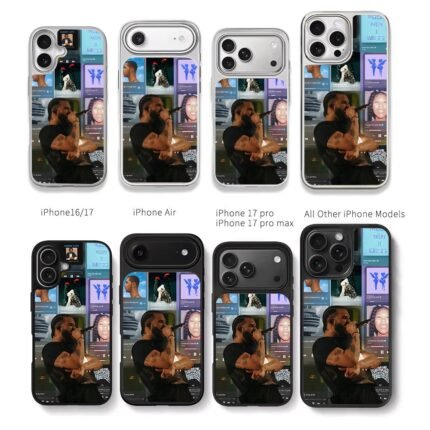 Drake rap collage Spotify music Chris Brown Phone Case Black Electroplated Silver For Iphone 11 To 17