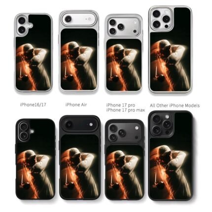 Dramatic lit golfer swing club Chris Brown Phone Case Black Electroplated Silver For Iphone 11 To 17