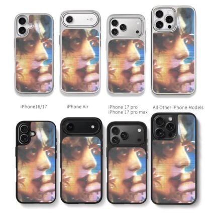 Dreamy male face with goldfish Chris Brown Phone Case Black Electroplated Silver For Iphone 11 To 17