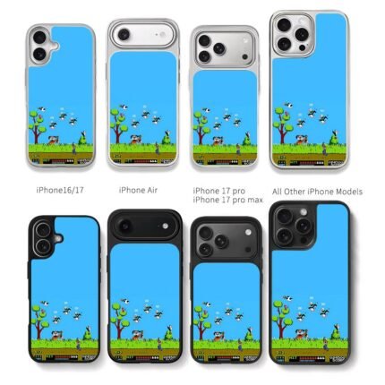 Duck Hunt pixel shooting game Chris Brown Phone Case Black Electroplated Silver For Iphone 11 To 17