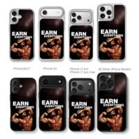Earn Everything bodybuilder Chris Brown Phone Case Black Electroplated Silver For Iphone 11 To 17