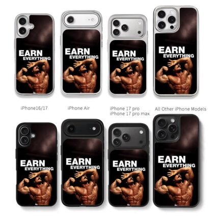 Earn Everything bodybuilder Chris Brown Phone Case Black Electroplated Silver For Iphone 11 To 17