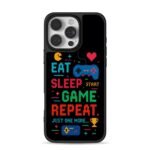 Eat Sleep Game Repeat Pacman Phone Case for iPhone 11-17 & Samsung Galaxy S24-S26