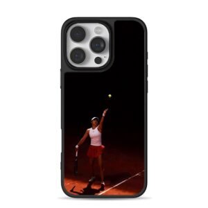 Emma Raducanu serving on clay Phone Case for iPhone 11-17 & Samsung Galaxy S24-S26