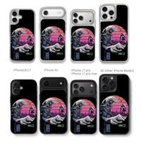 EVA 01 vs Angel Great Wave art Chris Brown Phone Case Black Electroplated Silver For Iphone 11 To 17