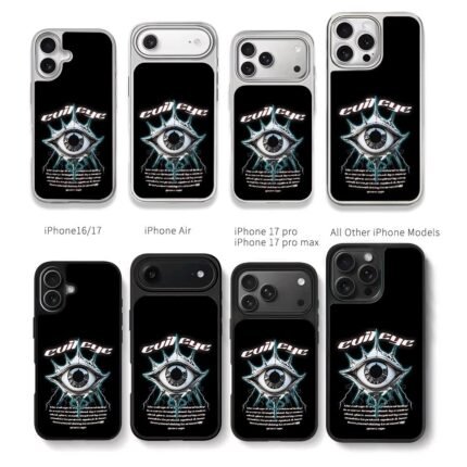 Evil eye chrome lightning art Chris Brown Phone Case Black Electroplated Silver For Iphone 11 To 17