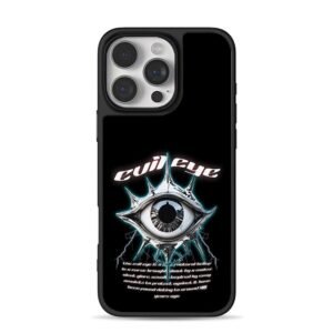 Evil eye chrome lightning art Phone Case for iPhone 11-17 & Samsung Galaxy S24-S26