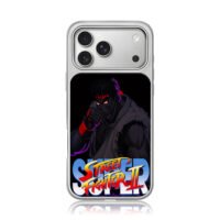 Evil Ryu Street Fighter II art iPhone 17 Pro Max Electroplated Silver Case1